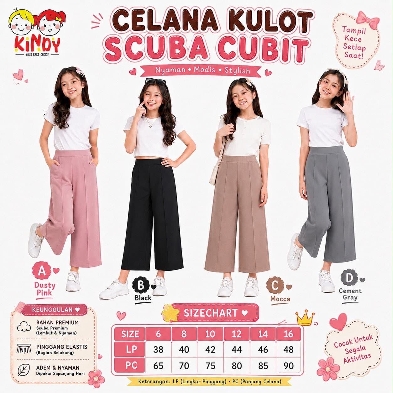 Celana Kulot Scuba Cubit by Kindy - BBK